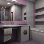 Interior de baño blanco y lila