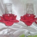 Pétalos de rosas rojas en las gafas
