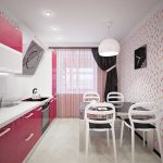 Color rosa en el interior de la cocina