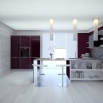 Muebles morados en la cocina