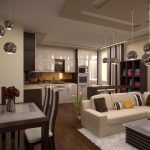 Muebles brillantes en el interior de la cocina.