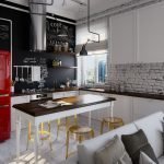 Nevera roja en la cocina