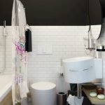 El contraste de blanco y negro en el baño.