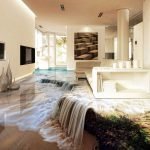 Cascada en el piso de la sala