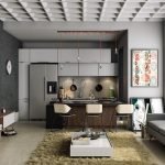 Interior de estudio negro y gris