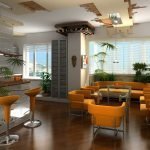 Muebles naranjas en el interior