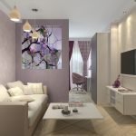 Iluminación de la sala de estar-dormitorio con lámparas colgantes y lámparas incorporadas.