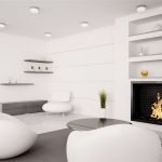 Interior de salón blanco-gris
