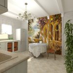 Cocina con un fresco en el interior.