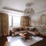 Elegante salón interior con fresco