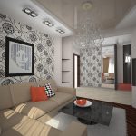 Papel pintado con motivos en el interior de la sala de estar