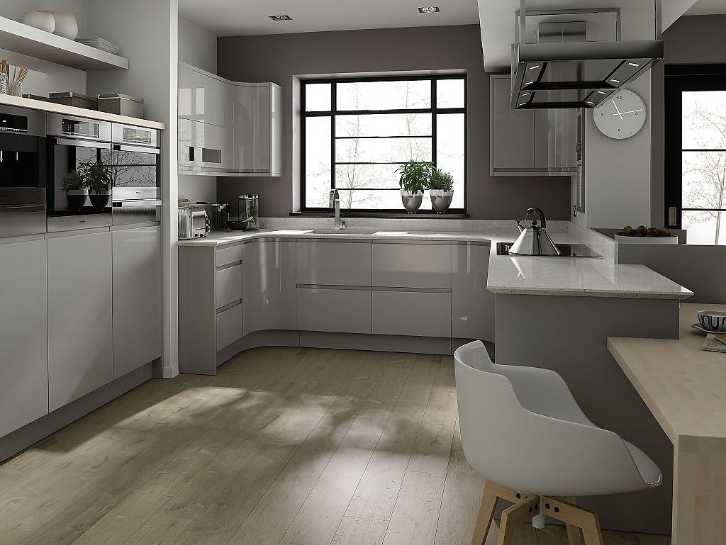 Cuina amb interiors grisos Cuina amb interiors grisos