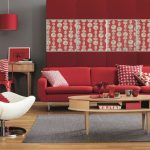 Interior de salón rojo-gris