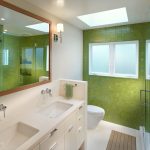 Interior de baño blanco-verde