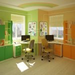 Muebles de diferentes colores para cada niño.