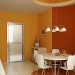 Diseño para la cocina con paredes de color naranja.