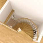 Diseño de escalera de madera clara.