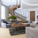 Escalera con barras de apoyo rizadas
