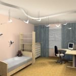 Cama y escritorio de computadora en la guardería