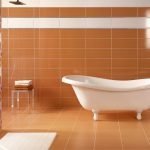 Bañera blanca en interior naranja