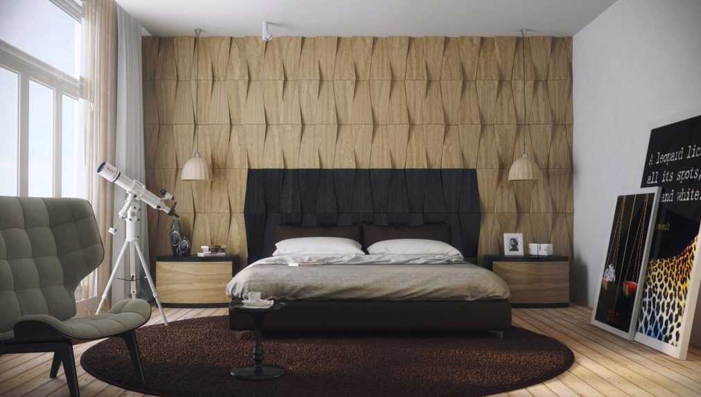 Decoración de pared con formas geométricas.