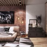 Cuadro modular con un caballo en una pared de ladrillos