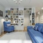 Paredes blancas y muebles azules