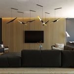 Sofá de esquina en el interior.
