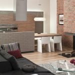 Cocina-salón con chimenea
