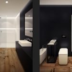 Paredes negras en el baño