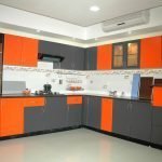 Juego de cocina gris y naranja