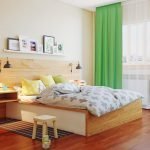 Cortinas verdes en el dormitorio