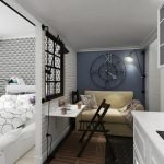 Tabique de ladrillo entre el dormitorio y la sala de estar.