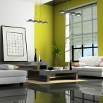 Sala de estar con paredes de color verde claro