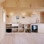 Cocina con muebles de contrachapado.