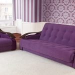 Sofá y sillón bajo morado