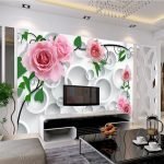 Sala de estar con papel tapiz fotográfico