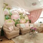 Elegante decoración de salón con rosas