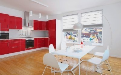 Cocina roja en el interior +75 fotos