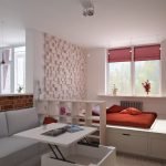 Particiones entre la cocina, la sala y el dormitorio.