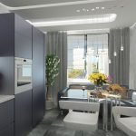 Pequeña cocina en gris