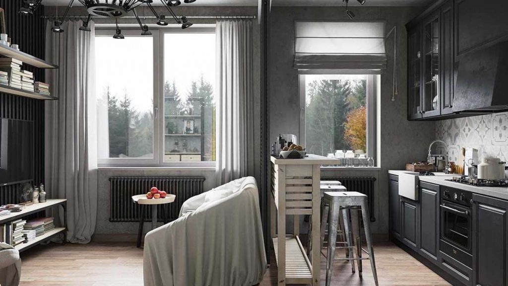 Cortines grises a l’interior