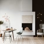 Chimenea decorativa en una casa de campo
