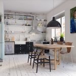 Piso de madera en la cocina