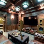 Muebles de cuero en la sala de estar