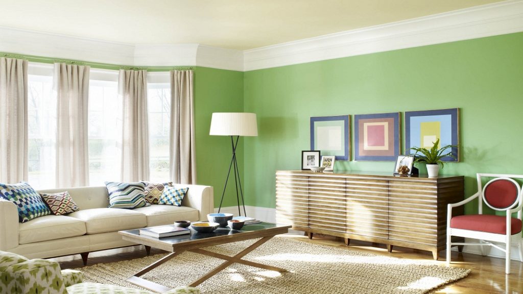 Zelená tapeta v interiéri