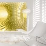 Papel tapiz amarillo en un interior blanco