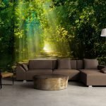 Papel pintado con claro de bosque en el interior