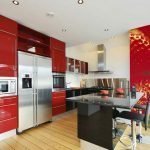 Cocina roja y blanca