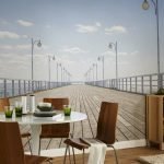 Papel pintado con un muelle en el interior